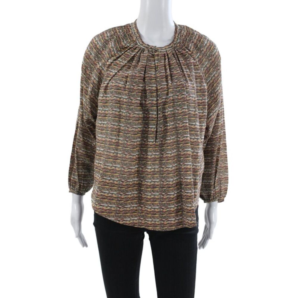 Isabel Marant Women Brown Tie Neck Long Sleeve Blouse Size L